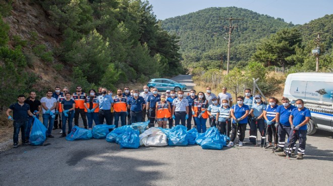 Büyükşehir ve gönüllüler el ele verdi, ormanlık bölgelerden torbalarca atık toplandı