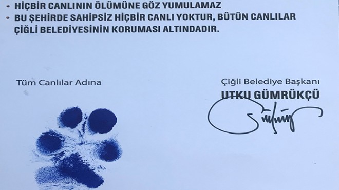 Çiğli’de Hayvan Hakları Sözleşmesi: Başkan Gümrükçü ve barınak köpeği Foks imzaladı