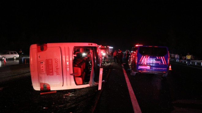Denizli de yolcu otobüsü devrildi: 28 yaralı
