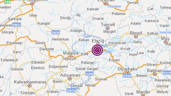 Elazığ da 5,3 büyüklüğünde deprem