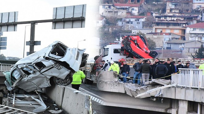 Feci kaza: Kamyonete çarpan TIR, viyadükten düştü!