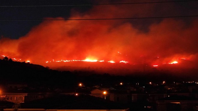 Foça da korkutan yangın: Evlere 100 metre kala kontrol altına alındı