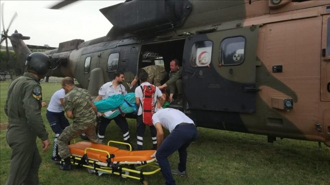 Hava ambulansı ve askeri helikopter hastalar için havalandı