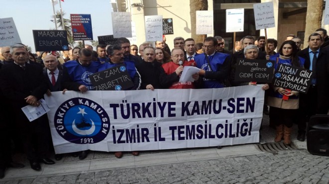 İzmir de Kamu-Sen den  zam  protestosu