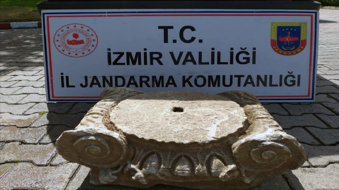 İzmir de Roma dönemine ait sütun başlığı ele geçirildi