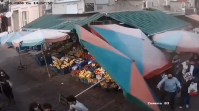 İzmir de deprem anı pazardaki mobese kameralarına yansıdı
