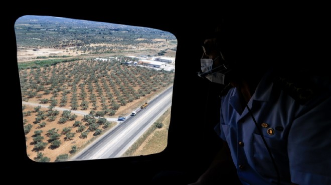 İzmir de jandarmadan helikopterle trafik denetimi
