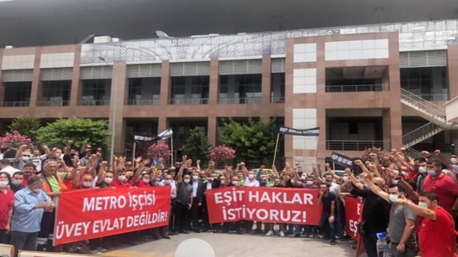 İzmir de metro ve tramvay çalışanlarından TİS eylemi