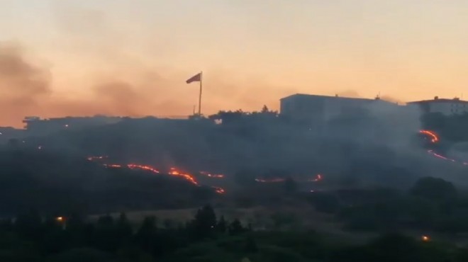 İzmir de otluk alanda korkutan yangın