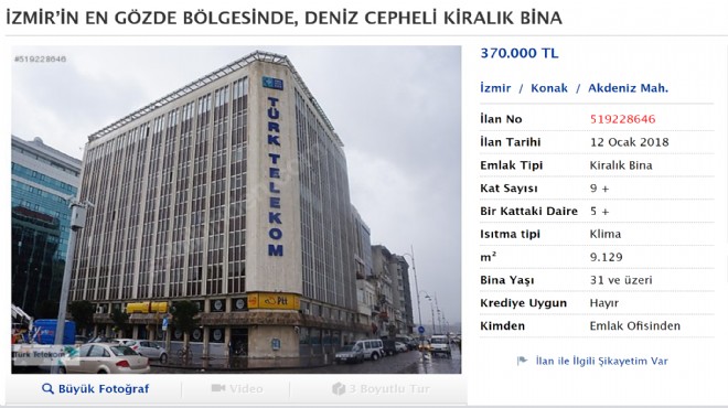 İzmir deki  Türk Telekom binası ilanı  Meclis e taşındı!