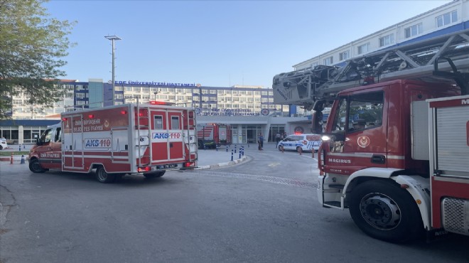 İzmir in büyük hastanesinde yangın paniği!
