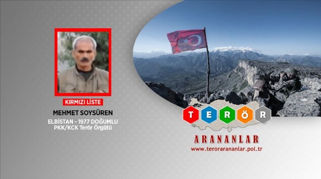 Kırmızı listedeki PKK lı Soysüren etkisiz hale getirildi