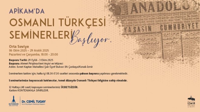 Orta Seviye Osmanlı Türkçesi Seminerleri  başlıyor