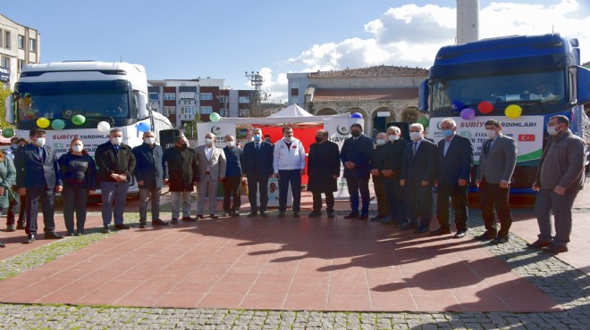 Aliağa'dan İdlib'e yardım TIR'ları