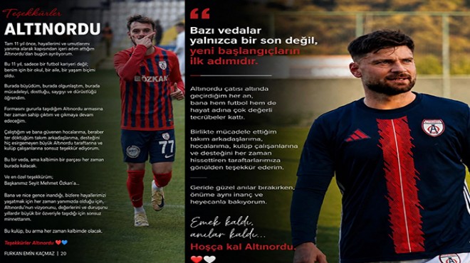 Altınordu da çifte veda: Mesaj yayınladılar