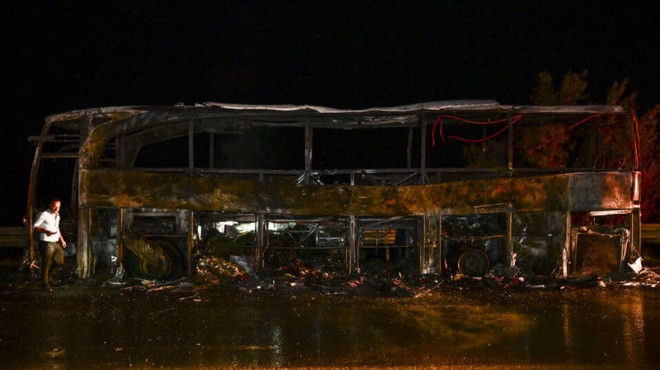 Ankara da yolcu otobüsü alev alev yandı!