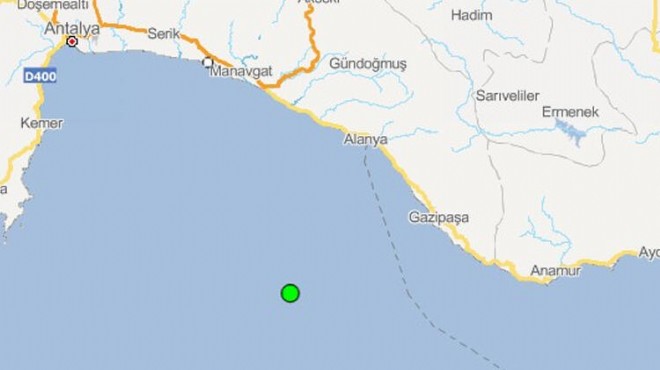 Antalya açıklarında 4 büyüklüğünde deprem