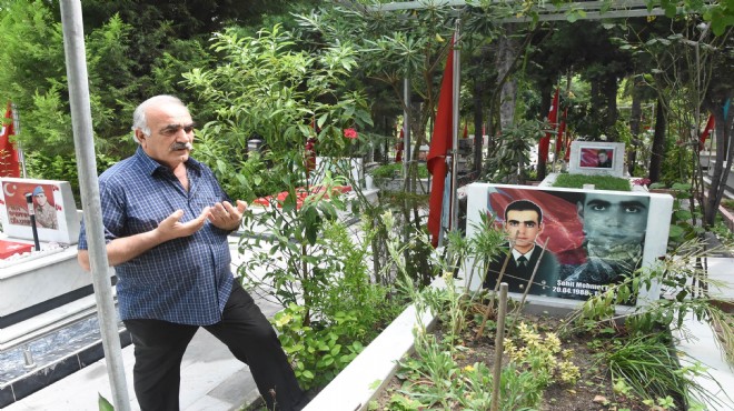 Babalar Günü'nde şehit oğlunun kabrini ziyaret etti