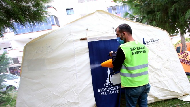 Bayraklı Belediyesi'nden çadırlarda virüs önlemi