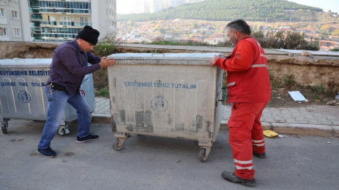 Bayraklı sokaklarına yeni çöp konteynerleri