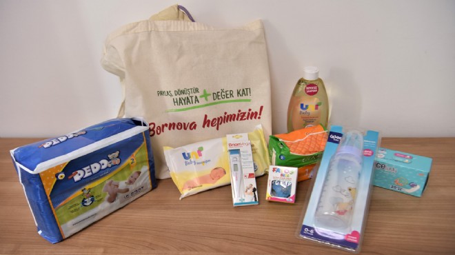 Bornova'da belediyeden 'Hoş geldin bebek' paketi