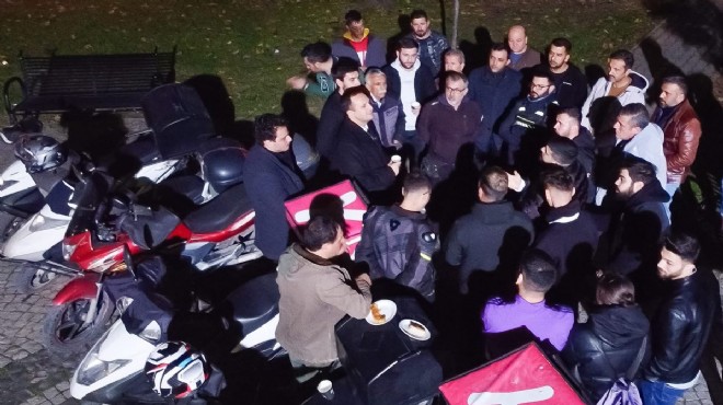 Bornova'nın CHP'li Adayı Eşki'den moto kuryelere gece yarısı ziyareti