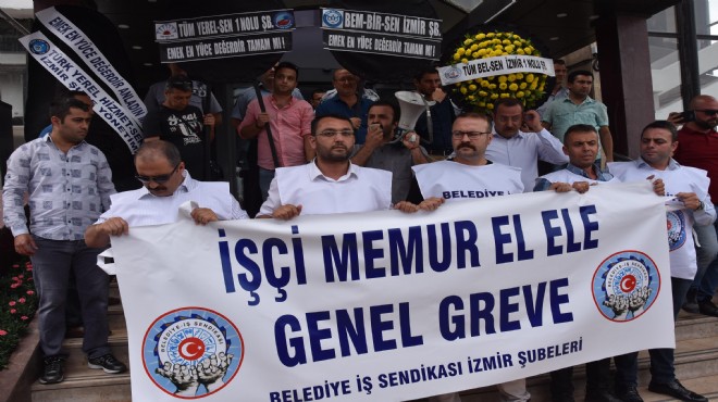 Büyükşehir de  memur  isyanı: Siyah çelenk ve grev resti!