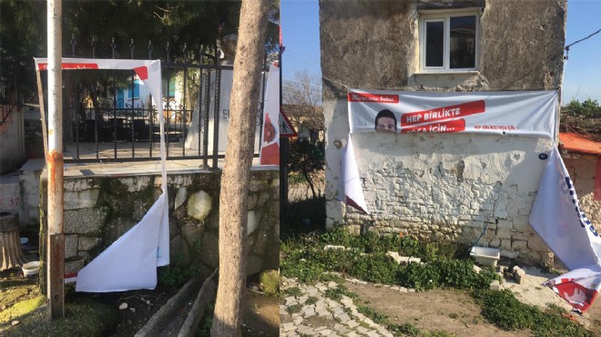 İzmir de 2 ilçede adayların pankartlarına çirkin saldırı!