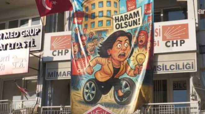 CHP binasına Çerçioğlu pankartı asıldı: Haram olsun!