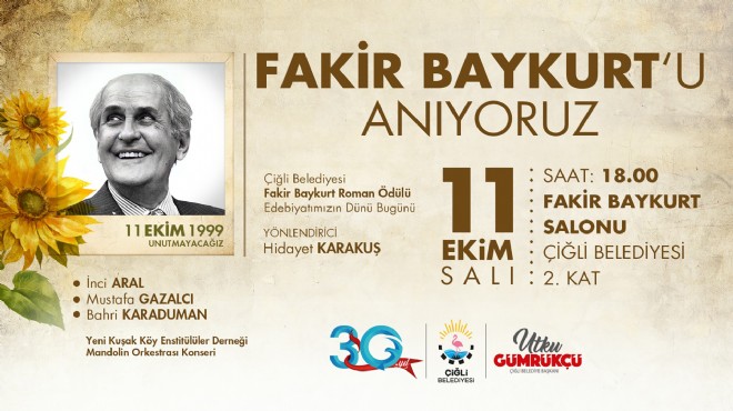 Çiğli Fakir Baykurt'u anacak