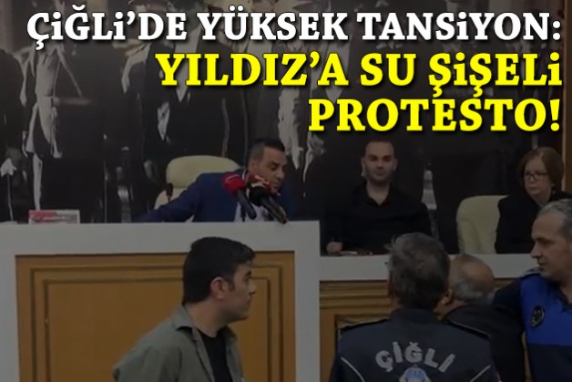 Çiğli’de yüksek tansiyon: Yıldız’a su şişeli protesto!