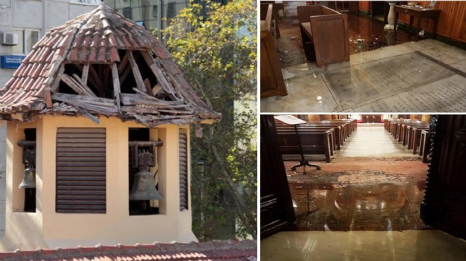 Deprem İzmir'in tarihi kilisesini de vurdu!