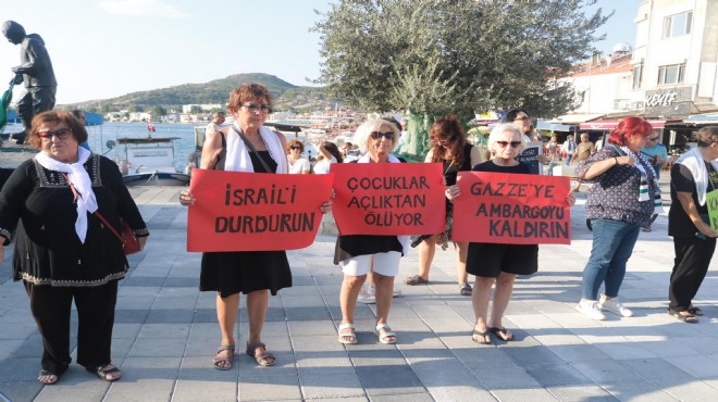 Foça da kadınlardan İsrail protestosu!