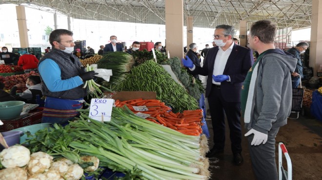 Gaziemir'in pazarlarında virüs seferberliği