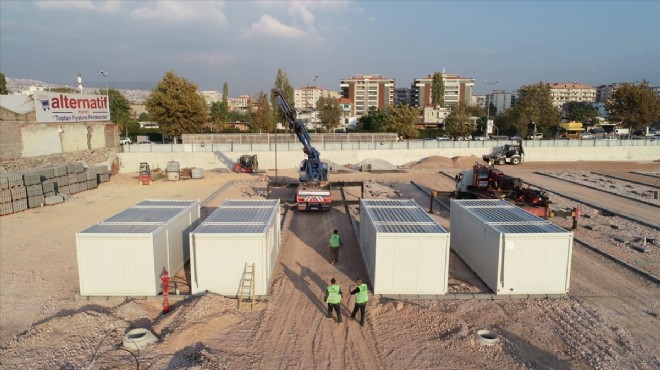 Geçici barınma merkezine ilk konteynerler geldi