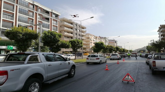 İzmir'de dron destekli trafik denetimi