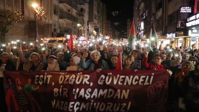 İzmir de kadınlardan  25 Kasım  yürüyüşü...  Vazgeçmeyeceğiz  mesajı