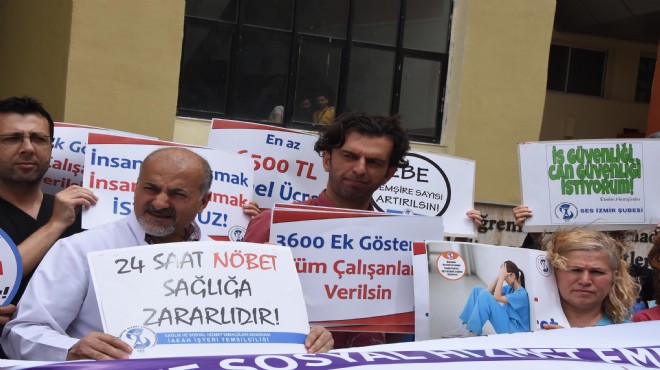 İzmir de sağlıkçılardan  3600  isyanı!