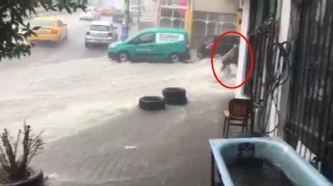 İzmir de yağmur sularına kapılan kadın dehşet anlarını anlattı