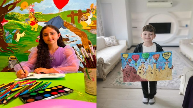 İzmirli minik ressamlara Çin’den ödül