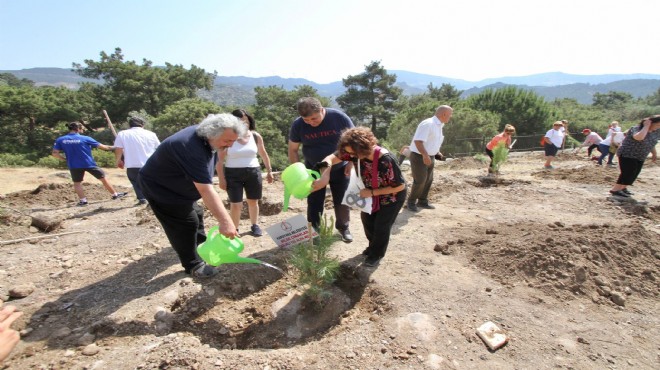 Karşıyaka'da 'Mandıra Filazofu'yla fidan dikimi