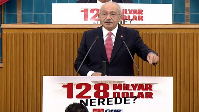 O pankartı kürsüye taşıdı: 128 milyar dolar nerede?