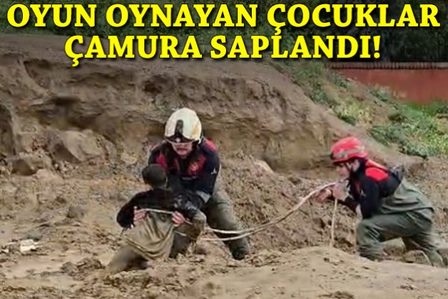Korku dolu anlar: Oyun oynayan çocuklar çamura saplandı!