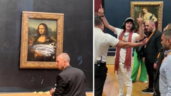 Mona Lisa'ya 'pastalı' saldırı