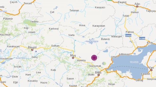 Muş'ta 4,7 büyüklüğünde deprem