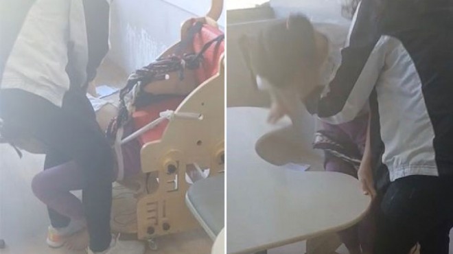 Otizmli çocukları derste iple bağladılar!