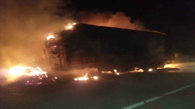 Saman yüklü TIR alev topuna döndü!