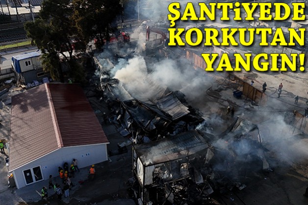 Şantiyede korkutan yangın: Alevler 2 otomobile sıçradı