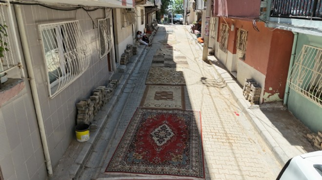 Toz ve çukurlar bezdirdi: Sokaklara halı serdiler!