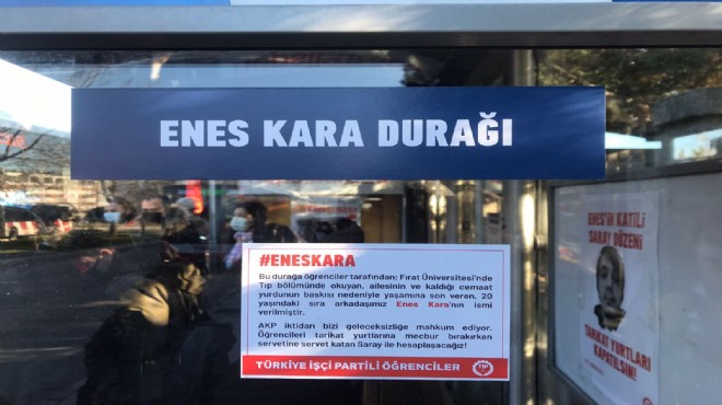 Üniversiteliler durağa Enes Kara’nın ismini verdi